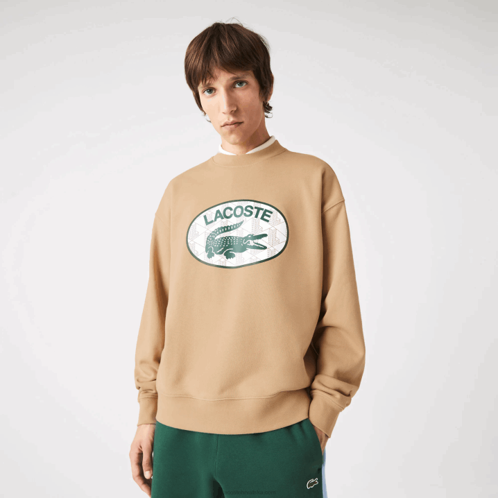 bež 02s 6H4B1009 muškarci Lacoste slobodna majica s markiranim printom monograma