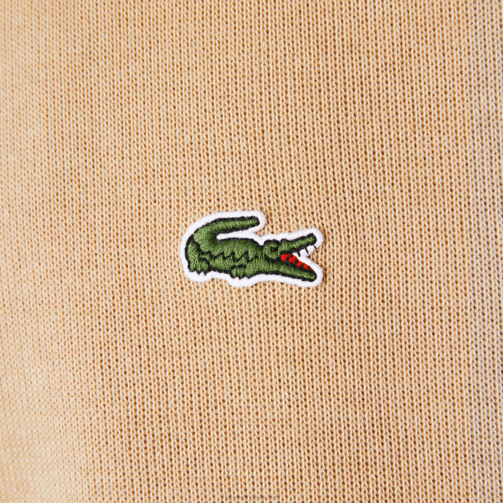 bež 02s 6H4B957 muškarci Lacoste pamučna majica s patentnim zatvaračem s podignutim ovratnikom