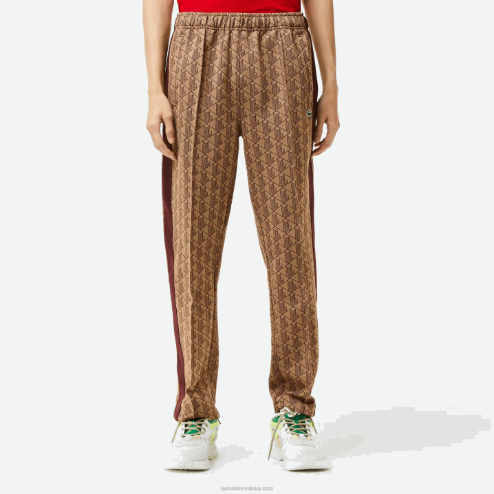 bež bordo mkj 6H4B278 muškarci Lacoste trenirke s printom monograma