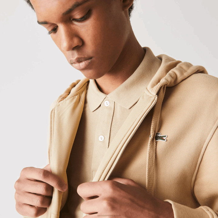 bež gp2 6H4B981 muškarci Lacoste sportska lagana majica s kapuljačom od dva materijala