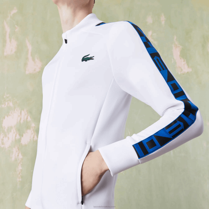 bijela 001 6H4B1052 muškarci Lacoste teniska majica s patentnim zatvaračem sa sportskim printom