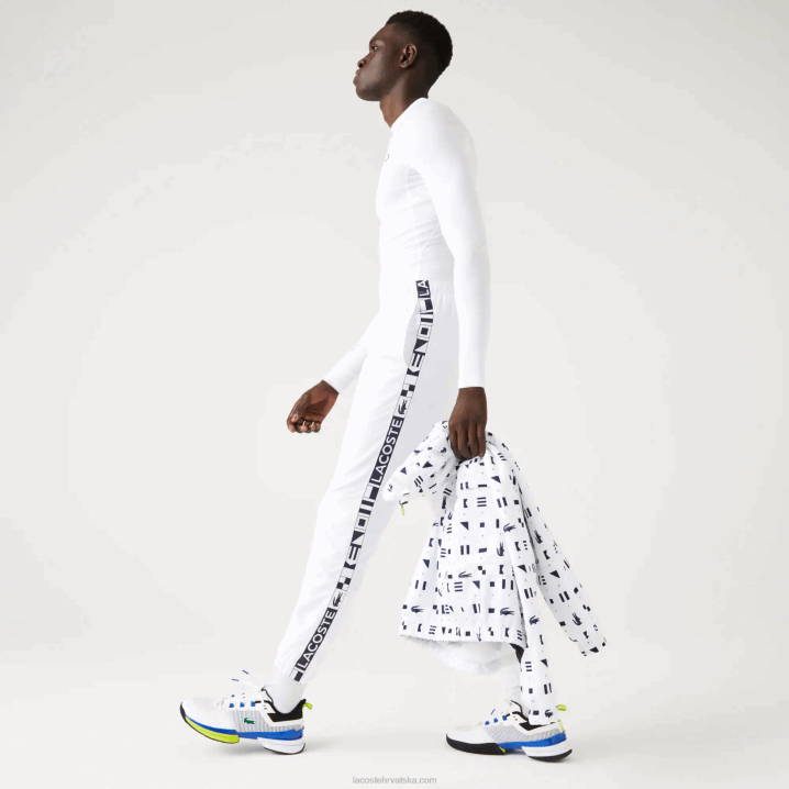 bijela 001 6H4B1088 muškarci Lacoste teniske trenirke sa sportskim bočnim otiscima