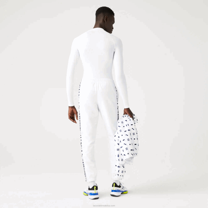 bijela 001 6H4B1088 muškarci Lacoste teniske trenirke sa sportskim bočnim otiscima