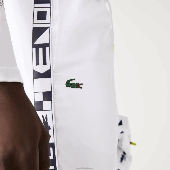 bijela 001 6H4B1088 muškarci Lacoste teniske trenirke sa sportskim bočnim otiscima