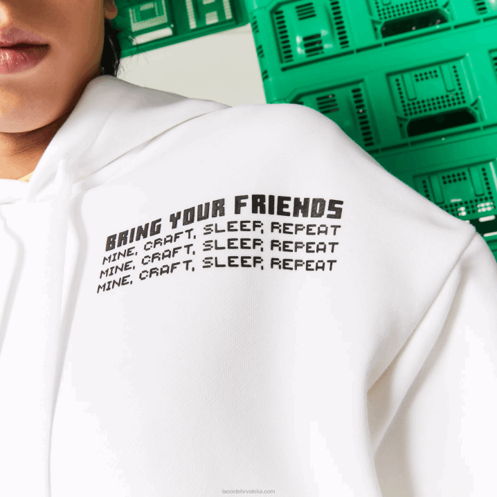 bijela 001 6H4B1165 muškarci Lacoste live x minecraft široka majica s kapuljačom od flisa