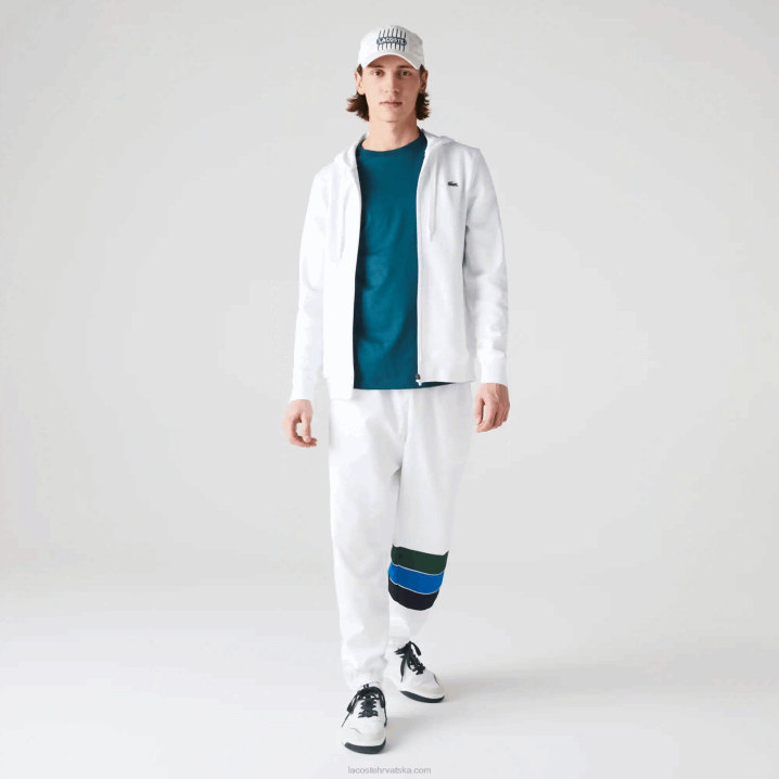 bijela 800 6H4B948 muškarci Lacoste sportska lagana majica s kapuljačom od dva materijala