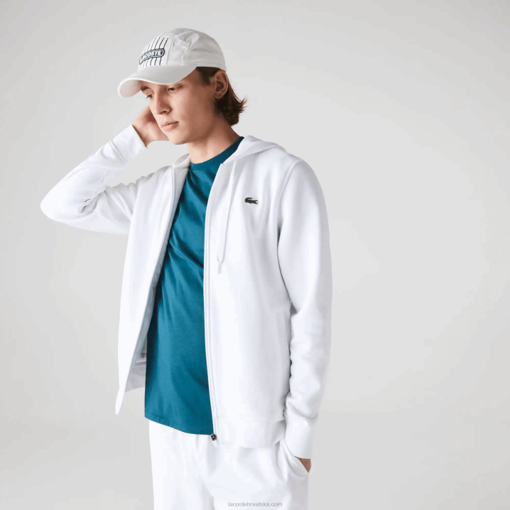 bijela 800 6H4B948 muškarci Lacoste sportska lagana majica s kapuljačom od dva materijala