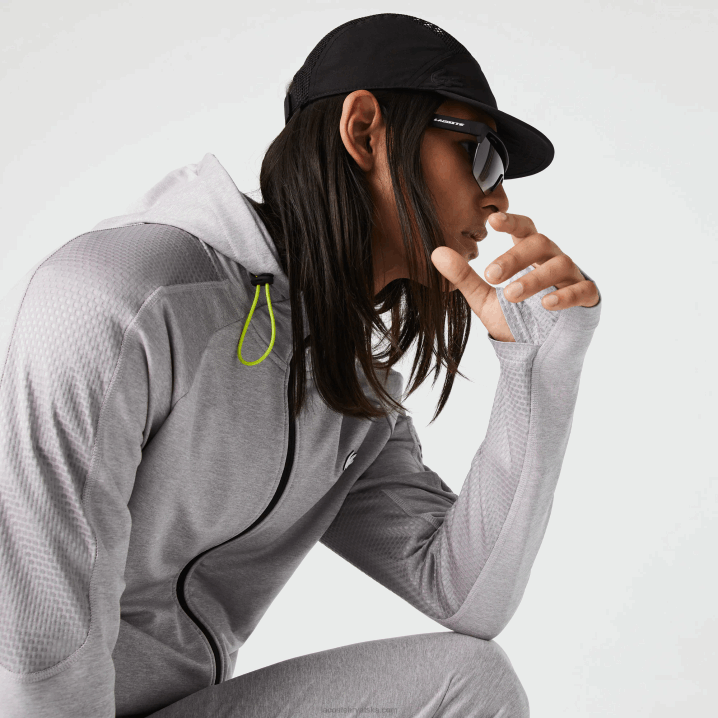 chine svijetlo siva 9ya 6H4B1084 muškarci Lacoste sportska majica s rastezljivim patentnim zatvaračem