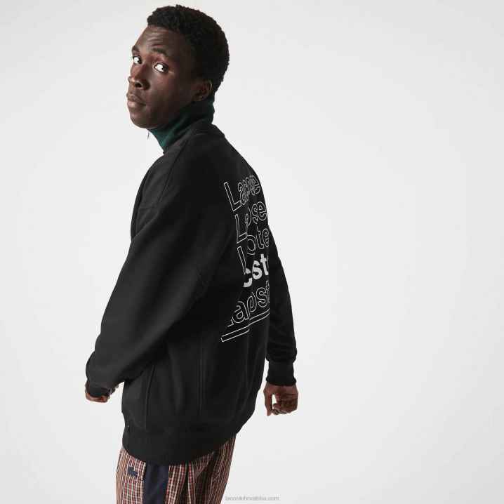 crna 031 6H4B1197 muškarci Lacoste živa majica od flisa širokog kroja s okruglim izrezom