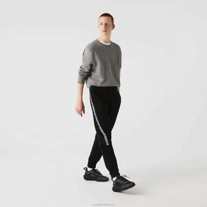 crna 031 6H4B1459 muškarci Lacoste trenirke s otisnutim trakama