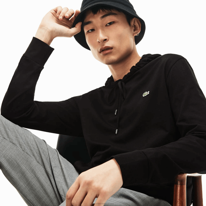crna 031 6H4B673 muškarci Lacoste majica od pamučnog žerseja s kapuljačom