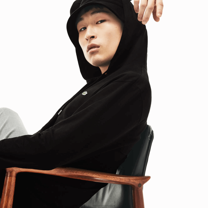 crna 031 6H4B673 muškarci Lacoste majica od pamučnog žerseja s kapuljačom