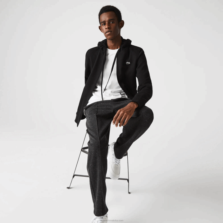 crna c31 6H4B947 muškarci Lacoste sportska lagana majica s kapuljačom od dva materijala