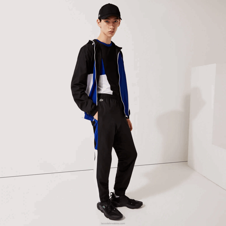 crna plava bijela crna aru 6H4B1129 muškarci Lacoste sportske trenirke s colorblock trakama