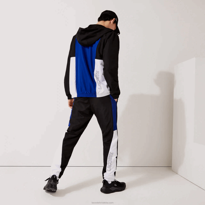 crna plava bijela crna aru 6H4B1129 muškarci Lacoste sportske trenirke s colorblock trakama