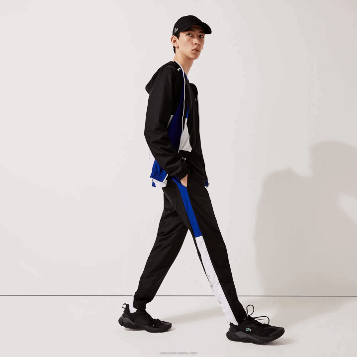 crna plava bijela crna aru 6H4B1129 muškarci Lacoste sportske trenirke s colorblock trakama