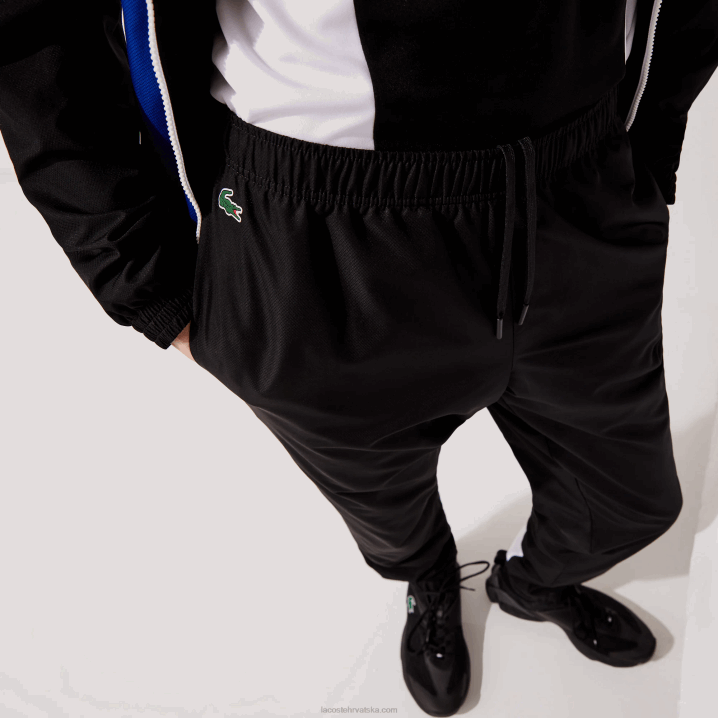 crna plava bijela crna aru 6H4B1129 muškarci Lacoste sportske trenirke s colorblock trakama