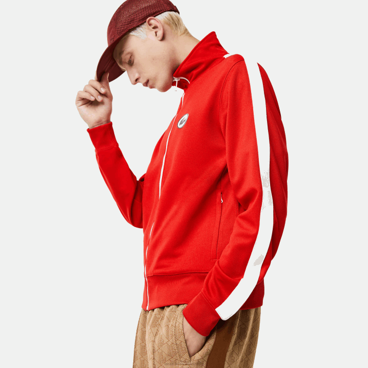 crvena 240 6H4B1015 muškarci Lacoste trenirka regularnog kroja s visokim ovratnikom i patentnim zatvaračem