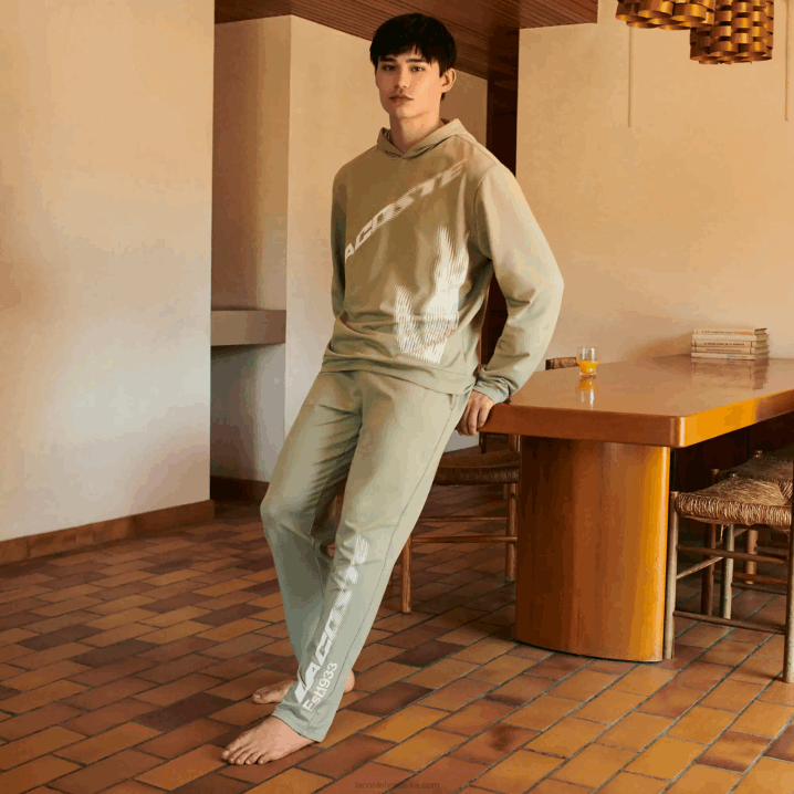 kaki zelena g21 6H4B547 muškarci Lacoste kontrastna krokodilica s kapuljačom