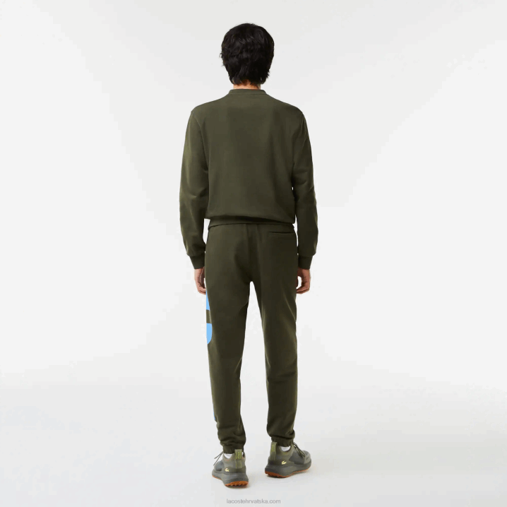 kaki zeleni s7t 6H4B1038 muškarci Lacoste pamučne trenirke s kontrastnim slovima