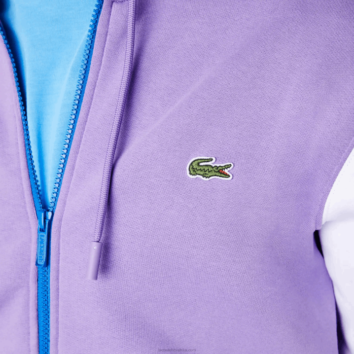 ljubičasta crna bijela plava 896 6H4B1082 muškarci Lacoste trenirka klasičnog kroja s patentnim zatvaračem i kapuljačom