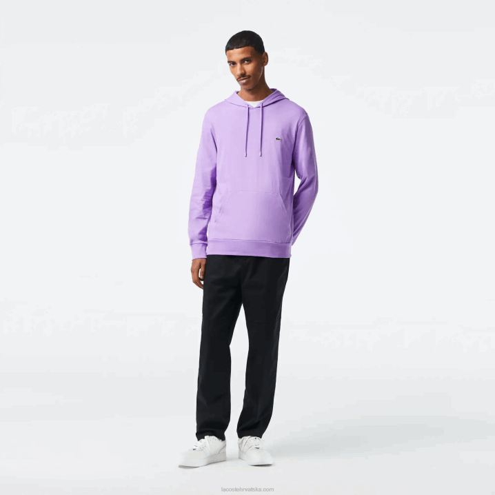 ljubičasta gfu 6H4B790 muškarci Lacoste majica od pamučnog žerseja s kapuljačom