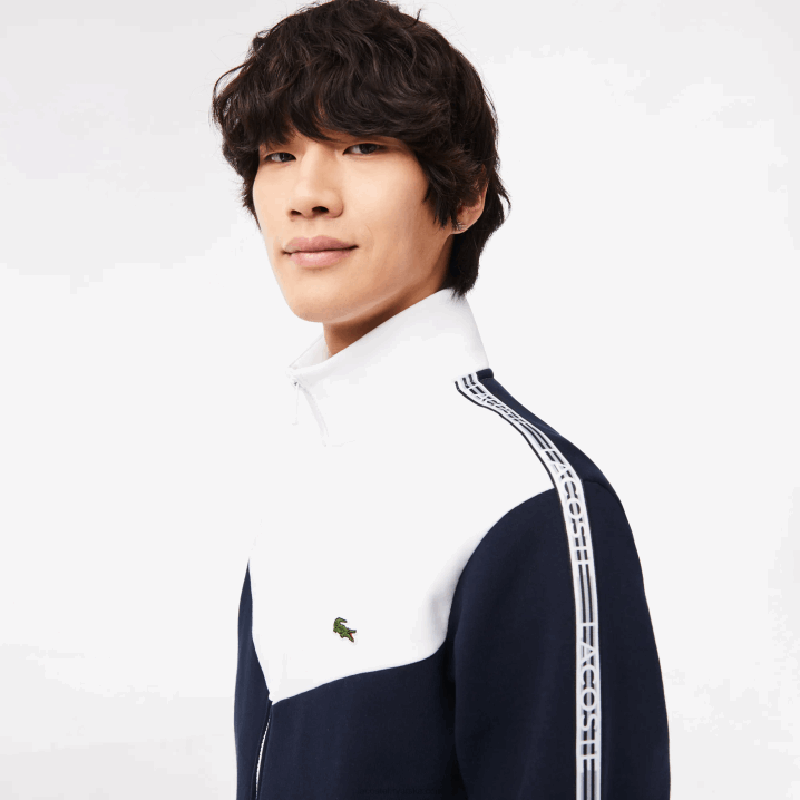 mornarsko plava bijela 525 6H4B21 muškarci Lacoste trenirka s patentnim zatvaračem klasičnog kroja colorblock