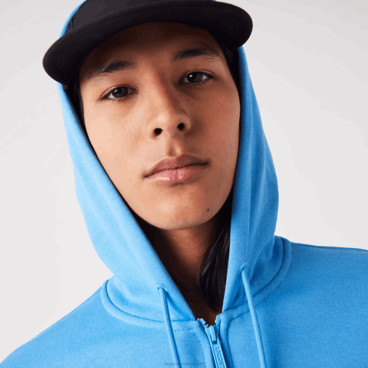 plava 4xa 6H4B1047 muškarci Lacoste majica s patentnim zatvaračem od flisa s klokanovim džepom