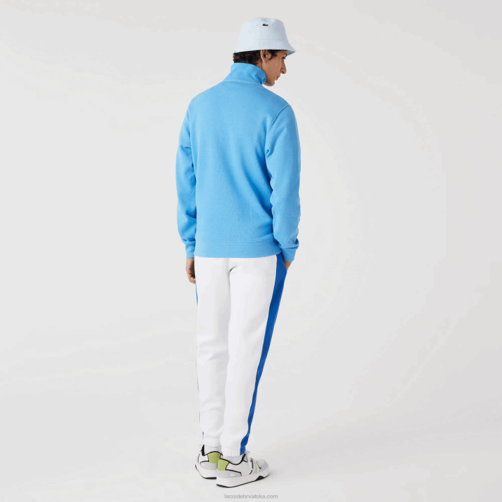 plava 4xa 6H4B1184 muškarci Lacoste pamučna majica s patentnim zatvaračem s podignutim ovratnikom