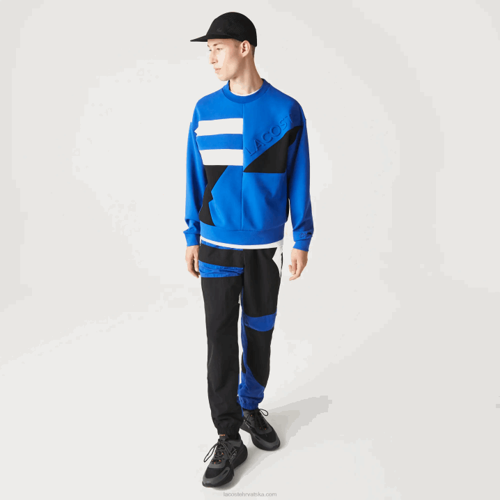 plava bijela nne 6H4B956 muškarci Lacoste široka majica s patchwork efektom