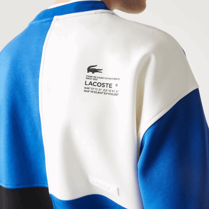 plava bijela nne 6H4B956 muškarci Lacoste široka majica s patchwork efektom
