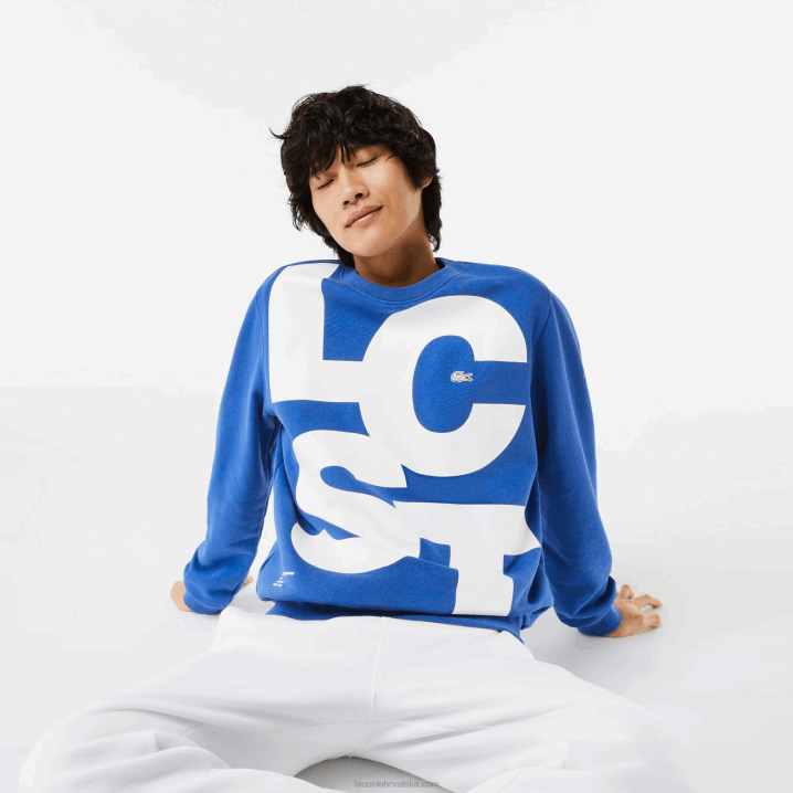 plavi k1q 6H4B1042 muškarci Lacoste klasična pamučna majica s kontrastnim natpisima