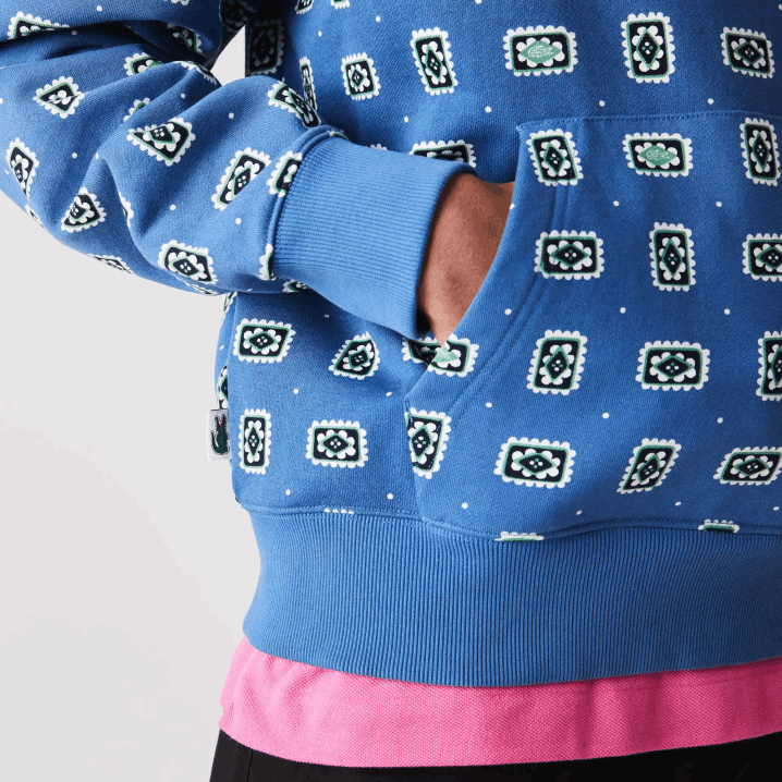 plavo bijelo bx9 6H4B1143 muškarci Lacoste live pamučna majica s kapuljačom širokog kroja