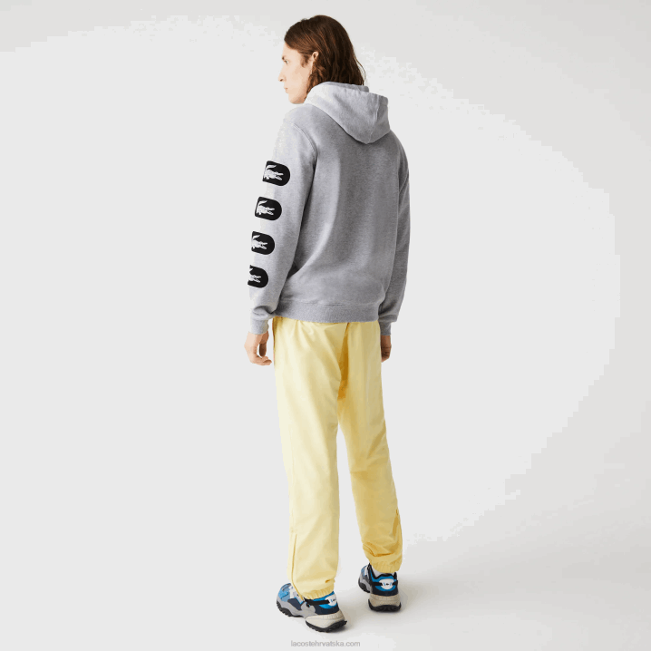 siva cca 6H4B1200 muškarci Lacoste majica s rukavima od flisa s kapuljačom