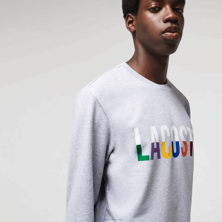 siva chine bijela w9d 6H4B1222 muškarci Lacoste trenirka za zatvorene s printom od pamučnog flisa