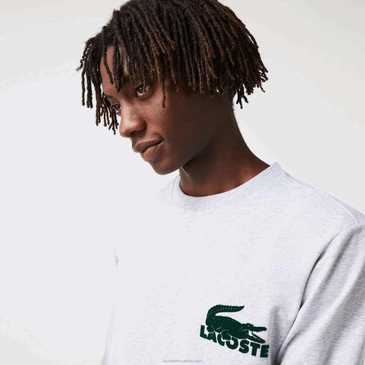 siva chine zelena y9k 6H4B1386 muškarci Lacoste pamučna flis lounge majica