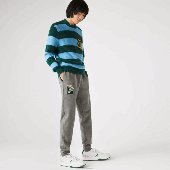 sivi chine 1vq 6H4B1169 muškarci Lacoste zastavice l bedž hlače trenirka od flisa