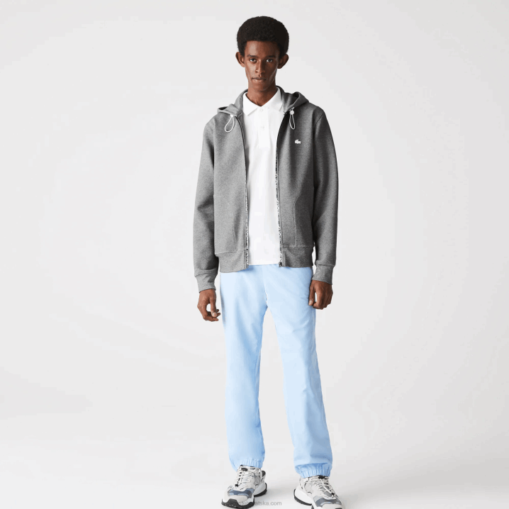 sivi chine 1vq 6H4B1178 muškarci Lacoste majica s patentnim zatvaračem i slovima od mješavine pamuka