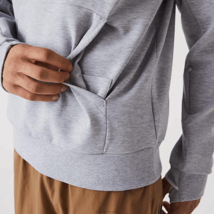 sivi chine cca 6H4B1224 muškarci Lacoste klasična majica s kapuljačom