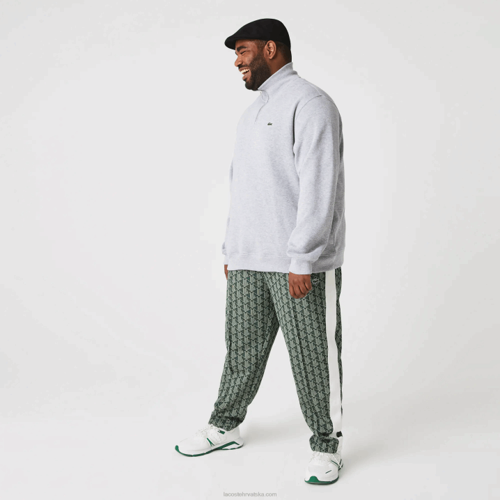 sivi chine cca 6H4B954 muškarci Lacoste pamučna majica s patentnim zatvaračem s podignutim ovratnikom