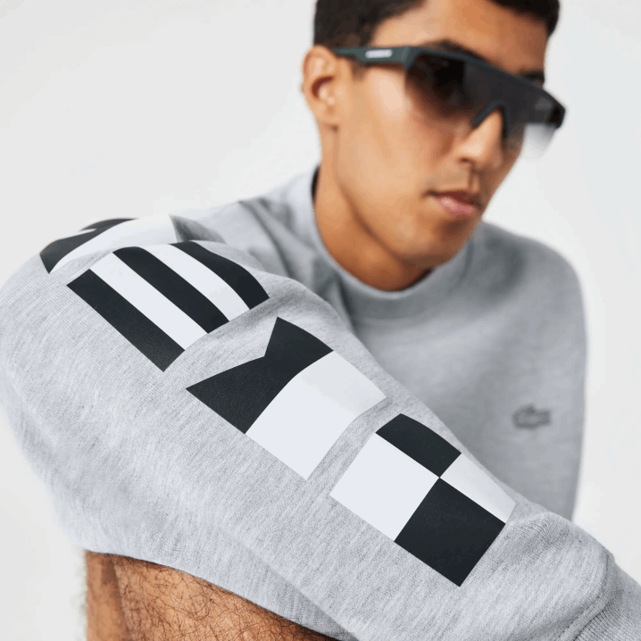 sivi chine cca 6H4B983 muškarci Lacoste široka majica s reflektirajućim printom