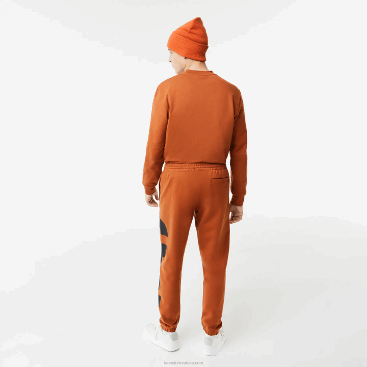 smeđa 3pb 6H4B1037 muškarci Lacoste pamučne trenirke s kontrastnim slovima