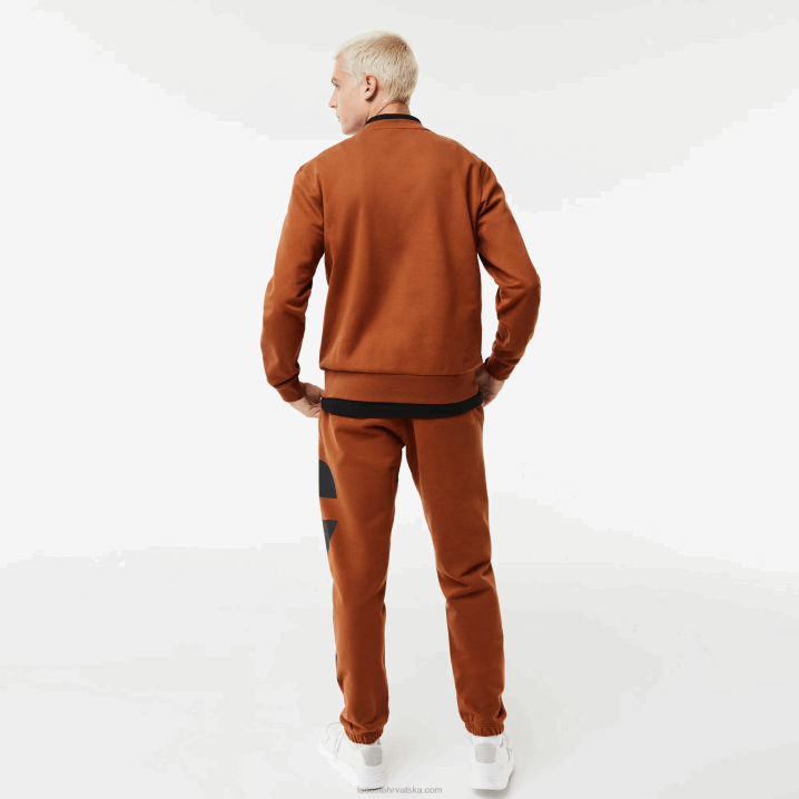 smeđa 3pb 6H4B1040 muškarci Lacoste klasična pamučna majica s kontrastnim natpisima