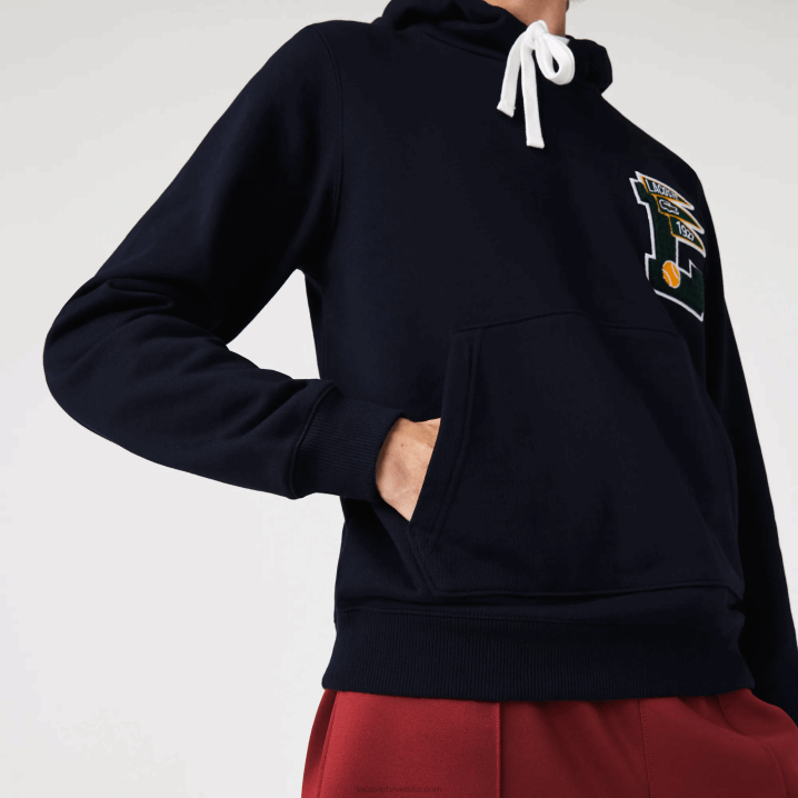 tamnoplava 166 6H4B1100 muškarci Lacoste zastavice l majica s kapuljačom od pamučnog flisa