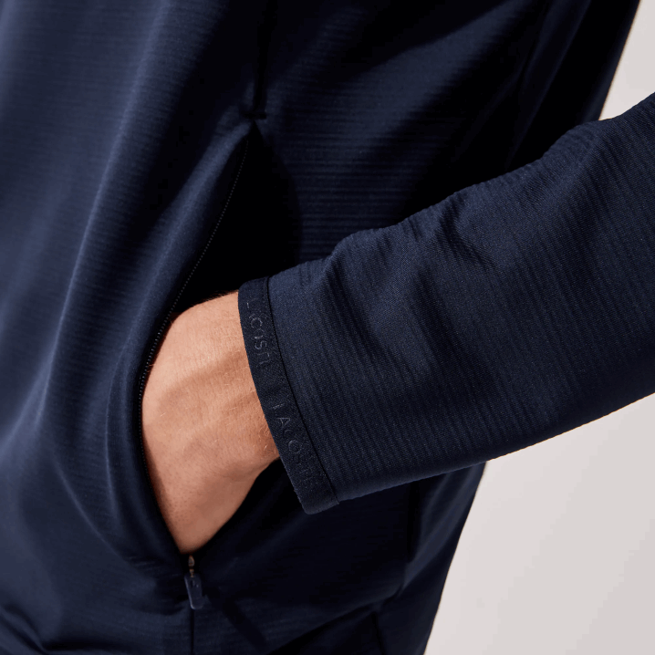 tamnoplava 166 6H4B980 muškarci Lacoste sportska rastezljiva majica s ovratnikom s patentnim zatvaračem