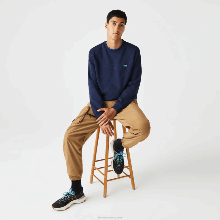 tamnoplava 7cg 6H4B965 muškarci Lacoste klasična majica od flisa s pjegavim printom