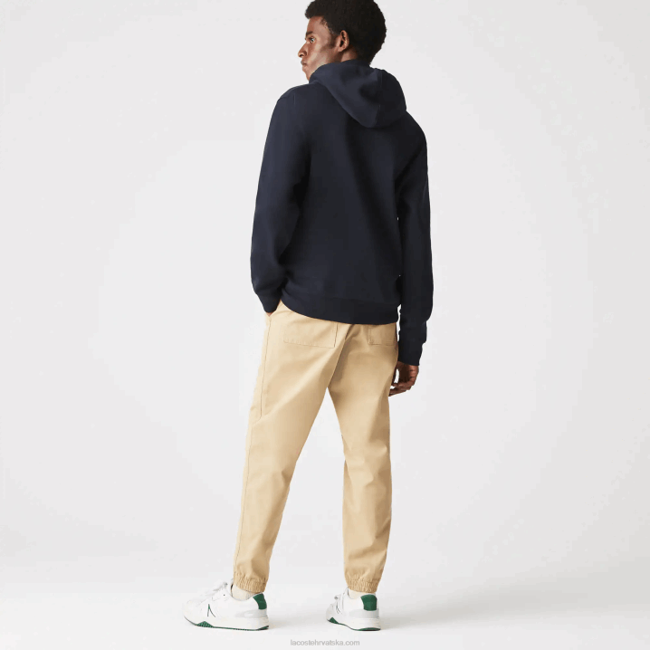 tamnoplava hde 6H4B1177 muškarci Lacoste majica s patentnim zatvaračem i slovima od mješavine pamuka