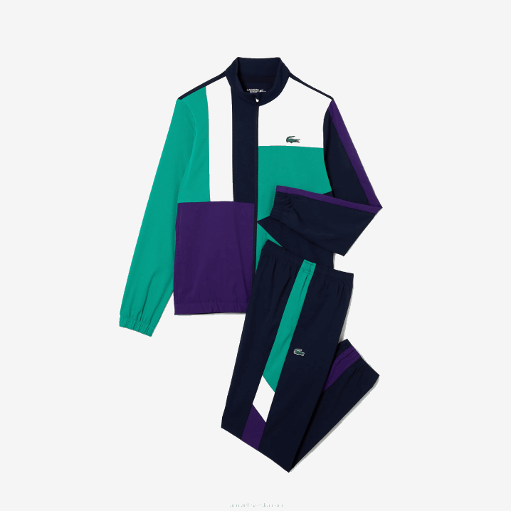 tamnoplava zelena ljubičasta bijela xsb 6H4B1145 muškarci Lacoste sportska teniska trenirka s uzorkom krokodila