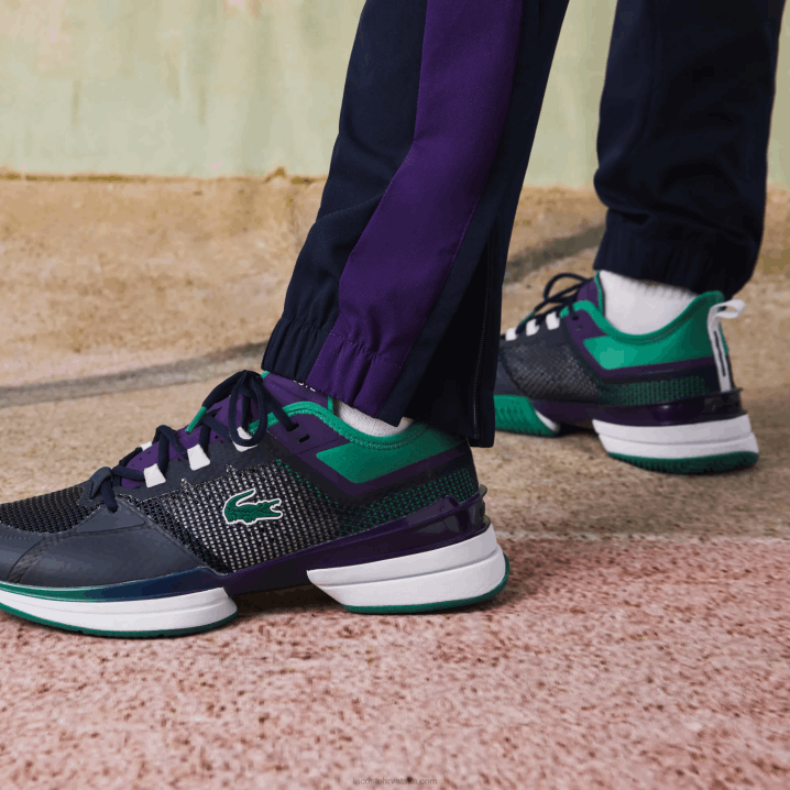 tamnoplava zelena ljubičasta bijela xsb 6H4B1145 muškarci Lacoste sportska teniska trenirka s uzorkom krokodila