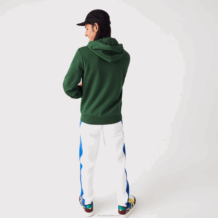 zelena 132 6H4B1135 muškarci Lacoste majica s patentnim zatvaračem od flisa s klokanovim džepom